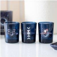 KDMD Set of 3 Blue Moon Votive Candle Holders - Celestial Decor & Gifts