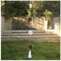 KDMD String of Daisy & Strawberry Suncatchers - Brighten Windows & Garden in Maroon