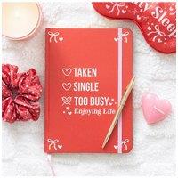 KDMD Too Busy Enjoying Life A5 Notebook for Gals - Gold Edges & Pink Band in Red