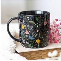 KDMD Black Midnight Bloom Floral Mug - 350ml, Microwave & Dishwasher Safe
