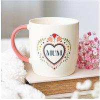 KDMD Mum Folk Heart Mug - Cute Ceramic Gift for Mother's Day & Birthdays in White