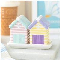 KDMD Pastel Beach Hut Salt & Pepper Shakers Set - Coastal Kitchen Decor