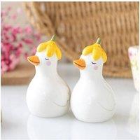 KDMD Daisy & Duck Ceramic Salt & Pepper Shakers - Cute Spring Table Decor in White