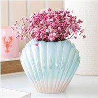 KDMD Iridescent Shell Flower Vase - Reflective Rainbow Glass Decor in Blue