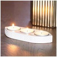 KDMD Geometric Ceramic Triple Tealight Holder for Ambient Lighting in White