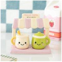 KDMD Kawaii Latte Salt & Pepper Shakers Set - Cute Ceramic Cafe Mugs