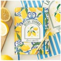 KDMD Italian Lemon Print A5 Recipe Journal - Foodie Gift for Chefs & Bakers in Yellow