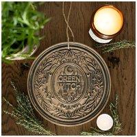 KDMD Green Witch Bronze Effect Terracotta Hanging Plaque