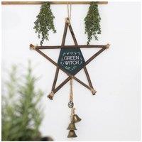 KDMD Green Witch Hanging Willow Pentagram with Bells