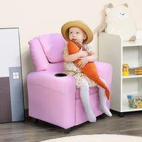 HOMCOM Kids Recliner Chair with Adjustable Backrest & Footrest in Pink
