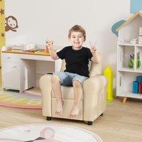 HOMCOM Kids Recliner Chair with Adjustable Backrest & Footrest in Beige | Size: 700mm
