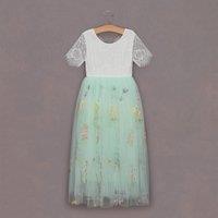 UK Flower Girl Boutique Girl's Enchanted Dress - Mint Green /White Lace | Size: 2-3 Years