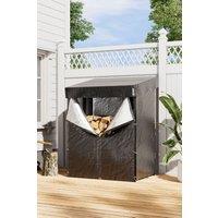 H&O Direct Outdoor Metal Tube Firewood Rack with Roof 3.6 ft W x 2.3 ft D in Black