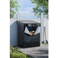 Garden Sanctuary 3.6ft W x 2.3ft D Outdoor Metal Tube Firewood Storage Rack with Roof in Black