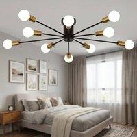 NIVOR 10-Light Sputnik Chandelier Mid Century Black Gold Ceiling Lamp E27