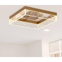 NIVOR 20W LED Ceiling Lamp Gold Clear Seeded Acrylic Round Warm Light