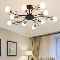 NIVOR 10 light Crystal Chandelier Mid Century Flush Mount Ceiling Lamp E27 in Black