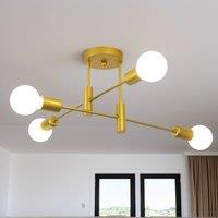 NIVOR 4 light Industrial Chandelier Mid Century Flush Mount Ceiling E27 in Metallic Gold