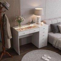 FENCHILIN 8-Drawer Vanity Dressing Table with LED Lights 120x55x81CM White | Size: 120 x 55 x 81 cm