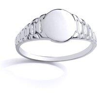 Jewelco London Silver Watch Strap Round Signet Ring | Size: E