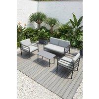 More4Homes Rhodes Garden Sofa Set 4 Seater Garden Furniture Set with Glass Table in Grey
