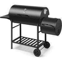 VonHaus Offset Smoker Charcoal Barrel BBQ in Black