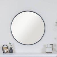Melody Maison Large Round Black Framed Wall Mirror 80cm X 80cm | Size: 80 cm X 80 cm