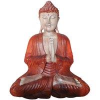 KDMD Hand Carved Buddha Statue - 40cm Welcome in Brown