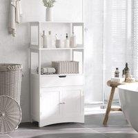 Kleankin Bathroom Floor Cabinet Storage Unit Kitchen Cupboard with Drawer Shelf in White