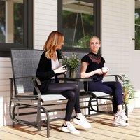 OUTSUNNY 2 Seater Rocker Double Rocking Chair Lounger Outdoor Garden Furniture in Grey
