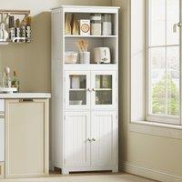 HOMCOM 162cm Kitchen Cupboard Storage Cabinet Adjustable Shelves in White