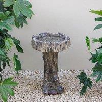 Primrose Teviot Tree Stump Design Decorative Garden Birdbath Bird Table 57.5cm in Grey