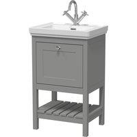 Balterley Bathroom Floor 1 Drawer Vanity & 1 Tap Hole Basin, Cool Grey, 531mm in Grey