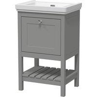 Balterley Bathroom Floor 1 Drawer Vanity & 0 Tap Hole Basin, Cool Grey, 531mm in Grey