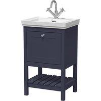 Balterley Bathroom 1 Drawer Vanity & 1 Tap Hole Fireclay Basin, Blue, 531mm in Blue