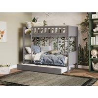 Flair Bea Shorty Wooden Bunk Bed with Trundle in Grey | Size: Junior