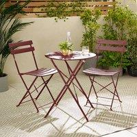 FurnitureboxUK Cabo 2 Seater Metal Bistro Set with Round Table in Burgundy