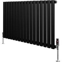 Monstershop Oval Single Column Radiator & Valves - 600mm x 1020mm - Black