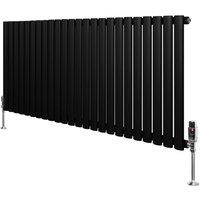 Monstershop Oval Single Column Radiator & Valves - 600mm x 1440mm - Black