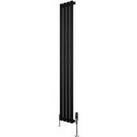 Monstershop Oval Single Column Radiator & Valves - 1600mm x 240mm - Black