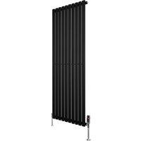 Monstershop Oval Single Column Radiator & Valves - 1600mm x 600mm - Black