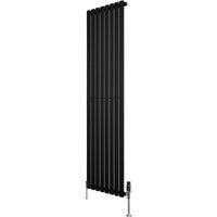 Monstershop Oval Single Column Radiator & Valves - 1800mm x 480mm - Black