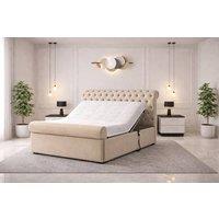 PARADISE BEDS LTD Electric Adjustable Bed All Sizes + Mattress & Matching Headboard in Beige | Size: King