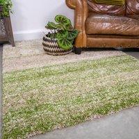 Kukoon Soft Shaggy Rugs Deep Pile Fluffy Dark Green Stripe Bedroom Carpet Mat | Size: 160 cm x 230 cm