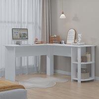 Harmin L-Shaped Corner Desk 140x140x72 cm Engineered Wood in White | Size: 140 x 140 x 72 cm