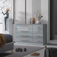 Harmin Grey 8 Drawer High Gloss Chest of Drawers - with sleek handles