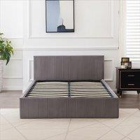KOSY KOALA Ottoman Bed Gas Lift Storage Grey 4ft Small Double Line Pattern Velvet Bedroom