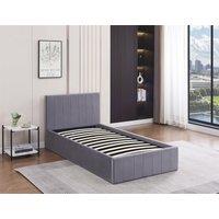 KOSY KOALA Ottoman Bed Gas Lift Storage Grey 3ft Single Line Pattern Velvet Pine Wood Bedroom