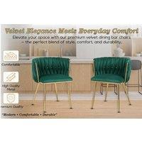 Hygrad Built to Survive 2 x Luxury Upholstered Seat Woven Dining Kitchen Bar Pub Stool Chair in Dark Green