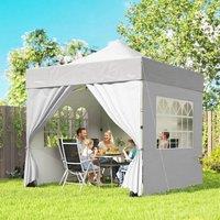 OUTSUNNY Heavy Duty Pop Up Gazebo with Sides, UPF50+ Marquee Gazebo in Grey